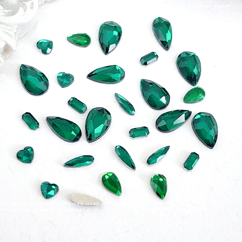 Nail Art Emerald Green - 50PCS Dark Green Flat Back 3D