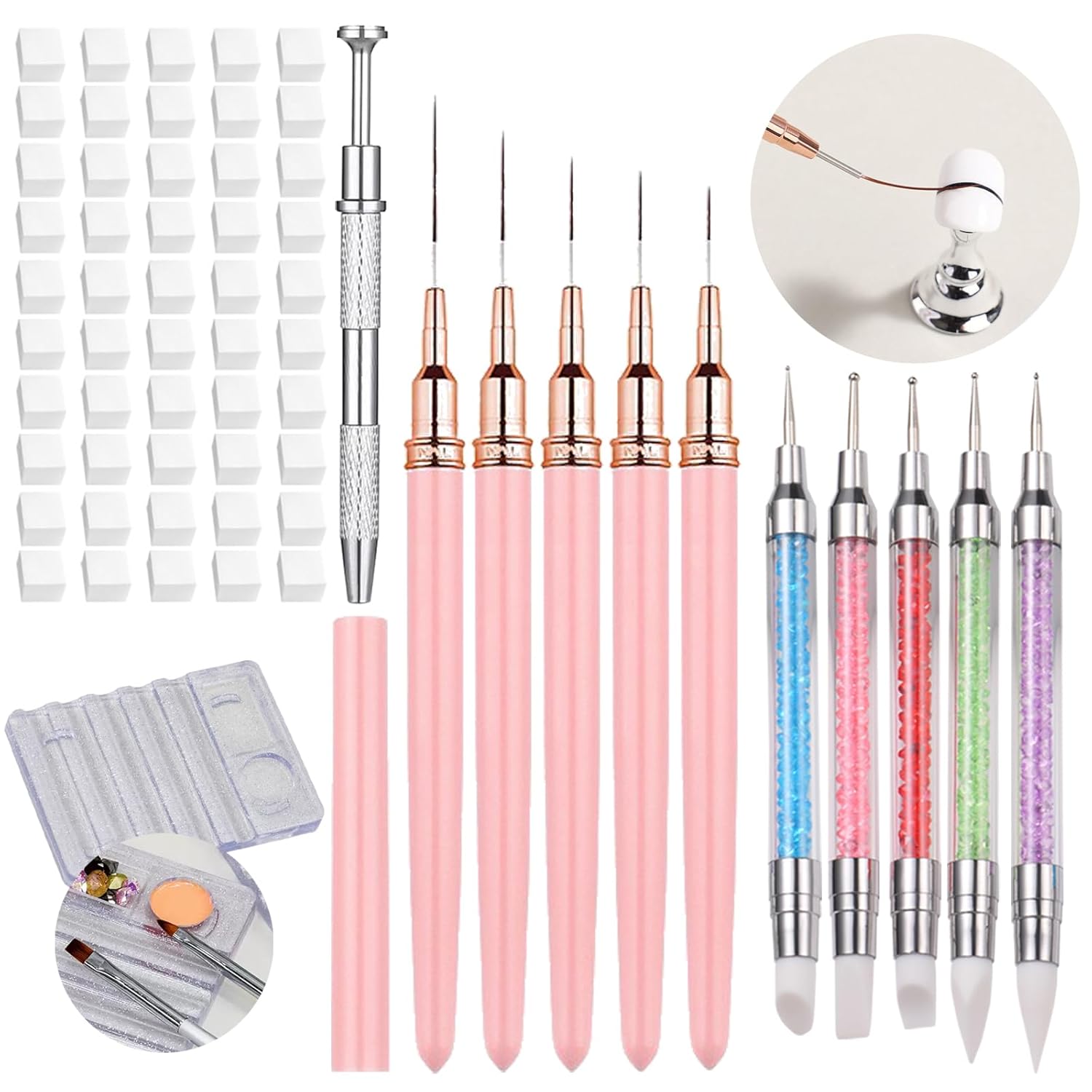 Nail Art Ombre - 62Pcs Nail Art Brushes Tools,5 Pcs