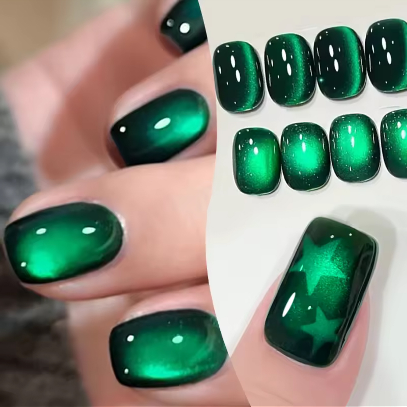 Nail Art Emerald Green - MIANEL 10ML Emerald Cat Eye Gel
