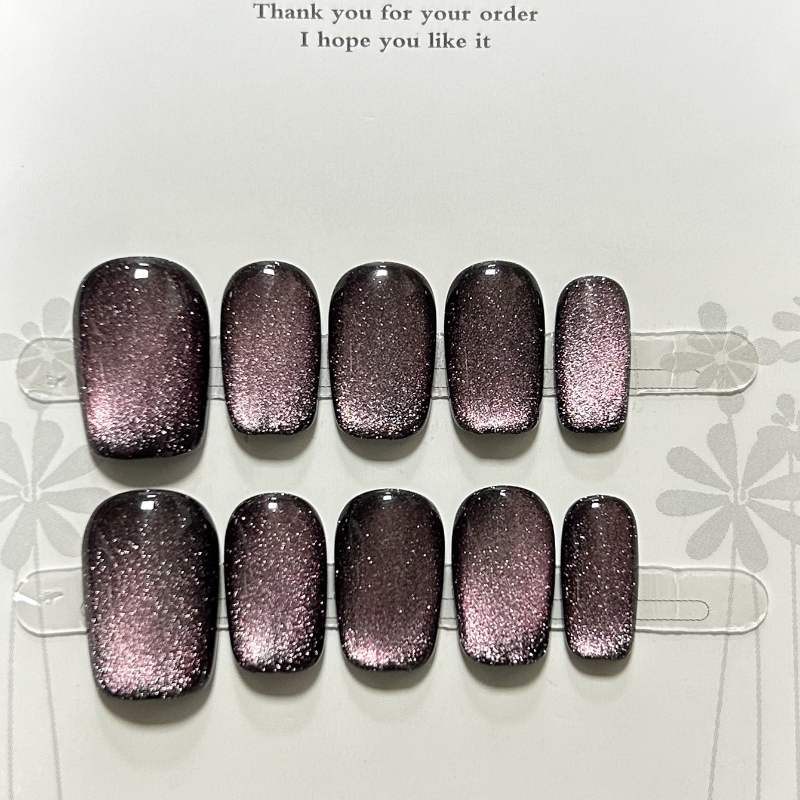 Nail Art Cat Eye Simple - 10 Pieces Mysterious Simple Short Handmade