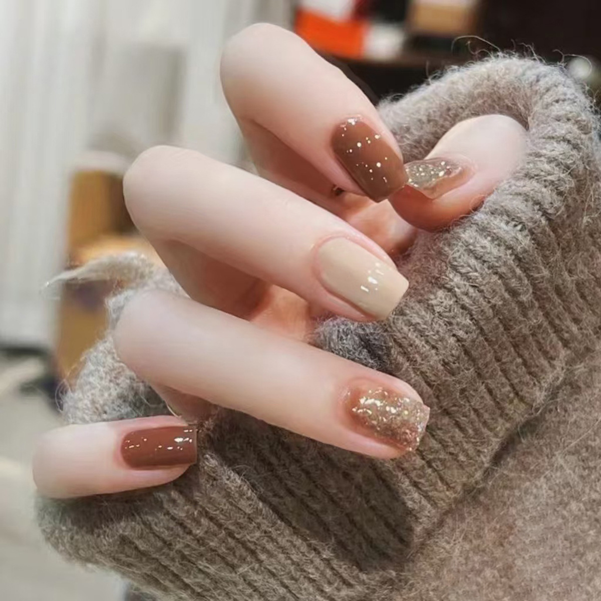 24Pcs Caramel Brown Ombre Glit – обзор и цена Nail Art Ombre