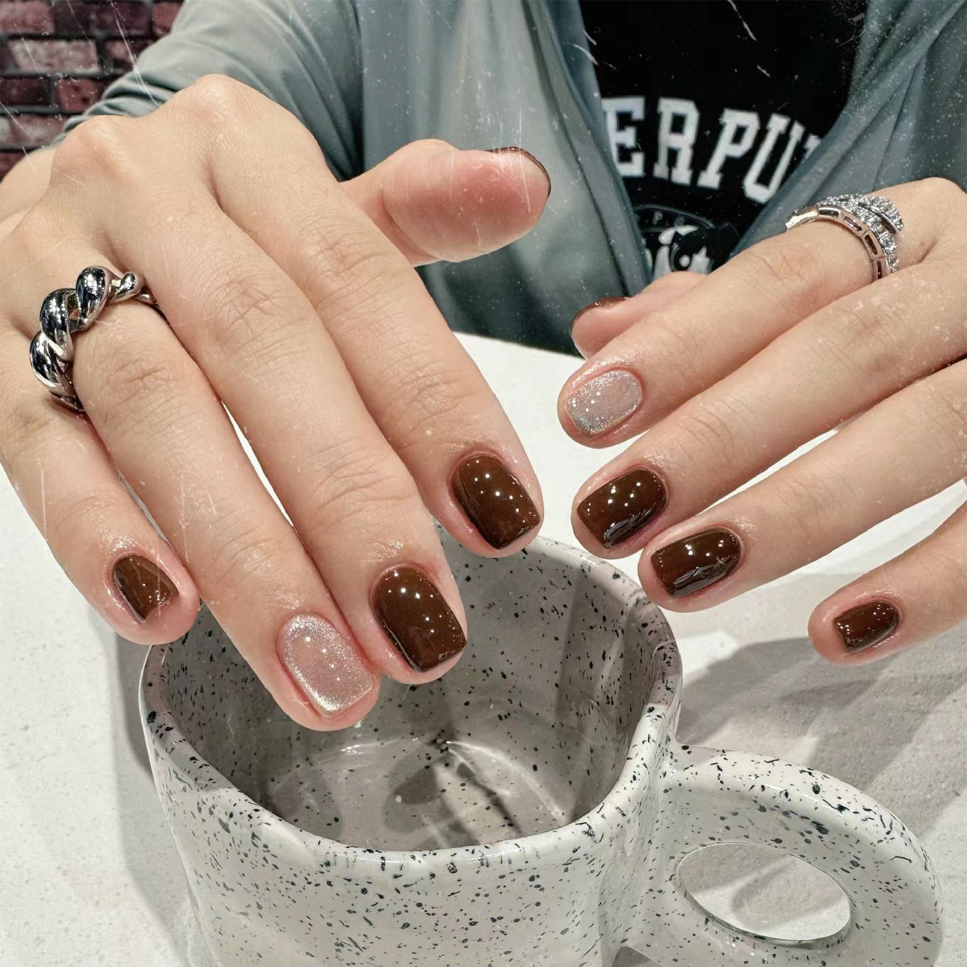 24Pcs Caramel Brown Ombre Glit – обзор и цена Nail Art Ombre