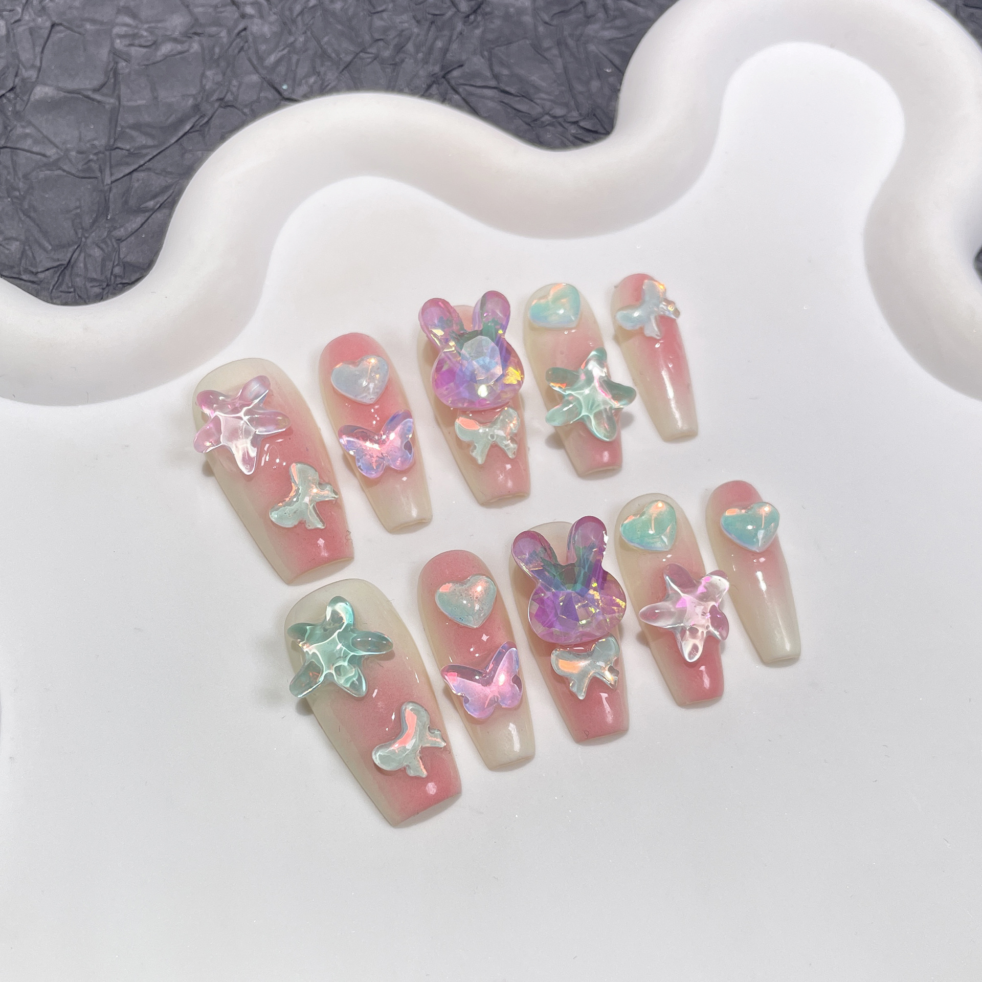 Size S 10pcs Cat Eye Fake Nail – обзор и цена Nail Art Eye Cat