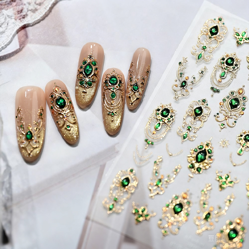 5D Embossed Emerald Gemstones  – обзор и цена Nail Art Emerald Green