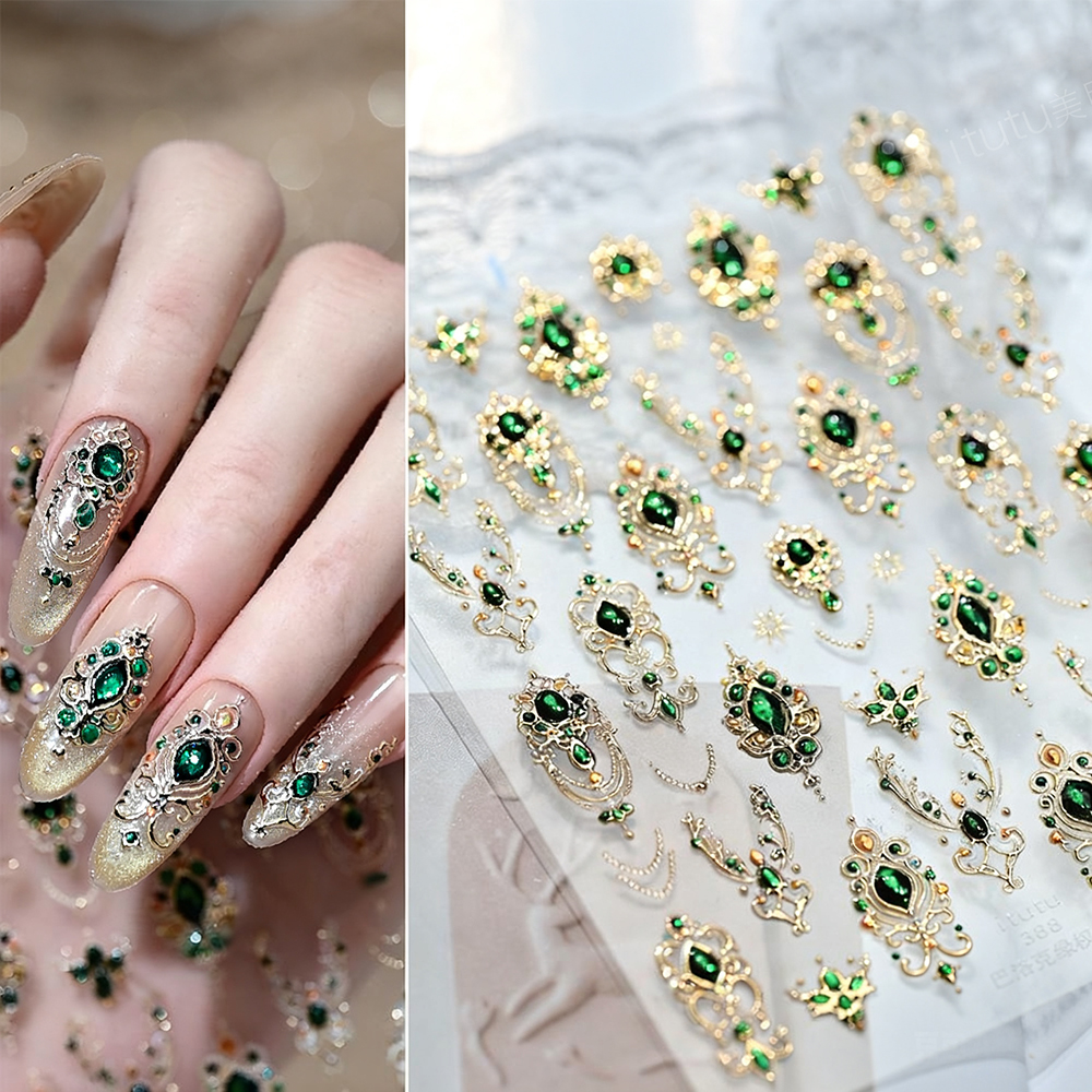 5D Embossed Emerald Gemstones  – обзор и цена Nail Art Emerald Green