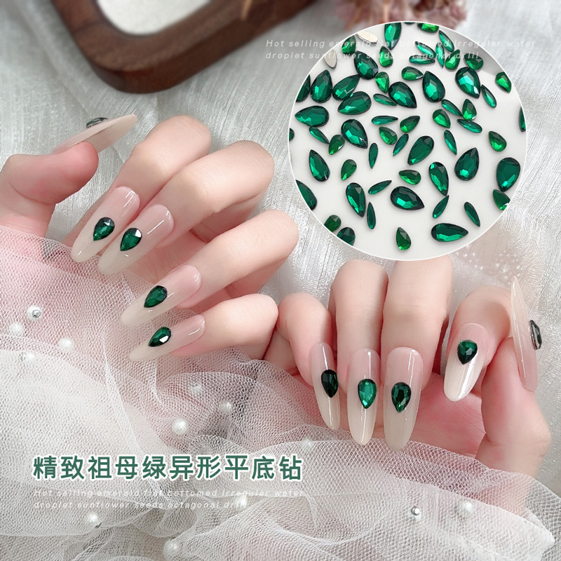 50PCS Dark Green Flat Back 3D  – обзор и цена Nail Art Emerald Green