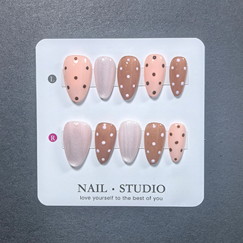 10pcs Almond Gradient Polka Do – обзор и цена Nail Art Eye Cat