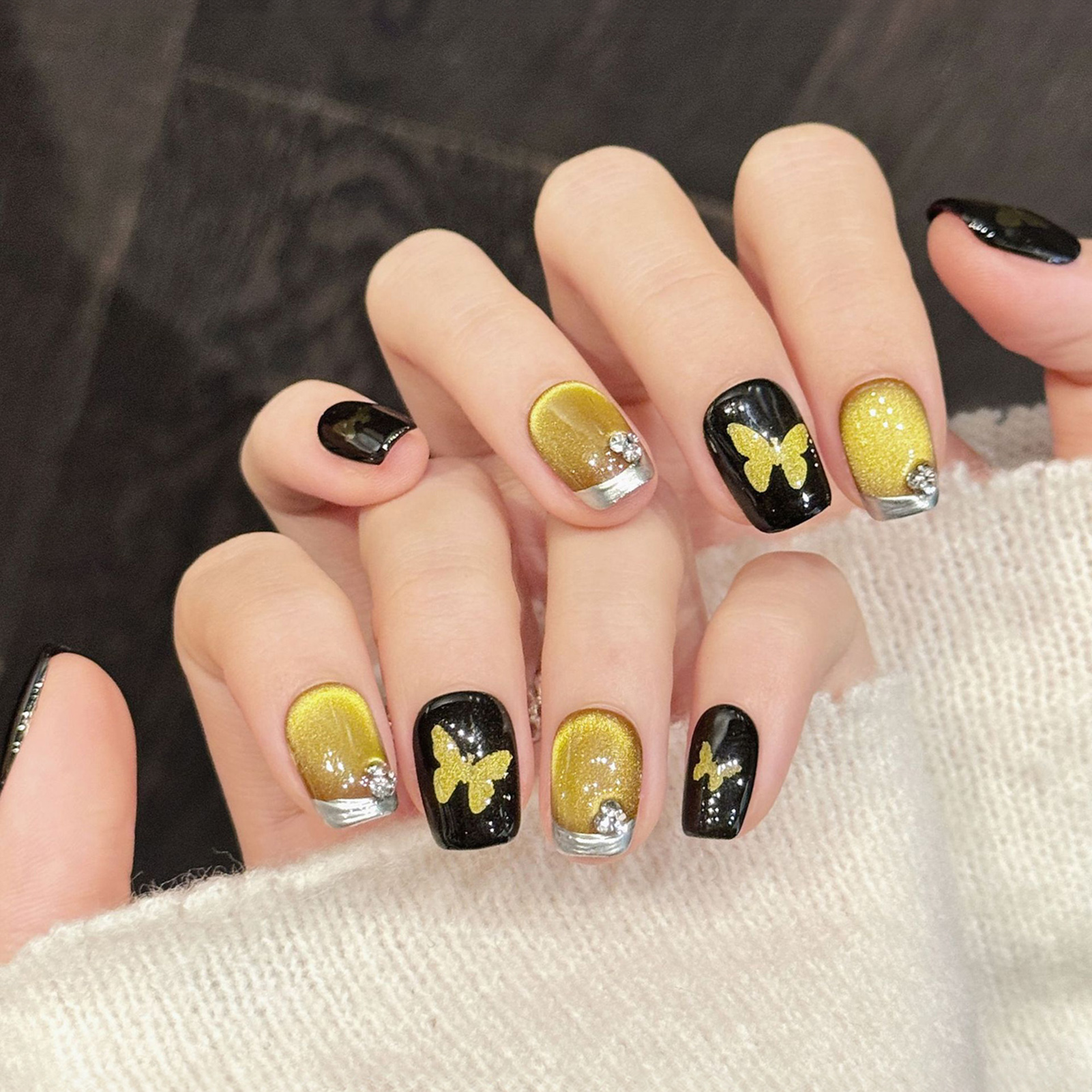 10Pcs Hand-made alse Nails wit – обзор и цена Nail Art Eye Cat