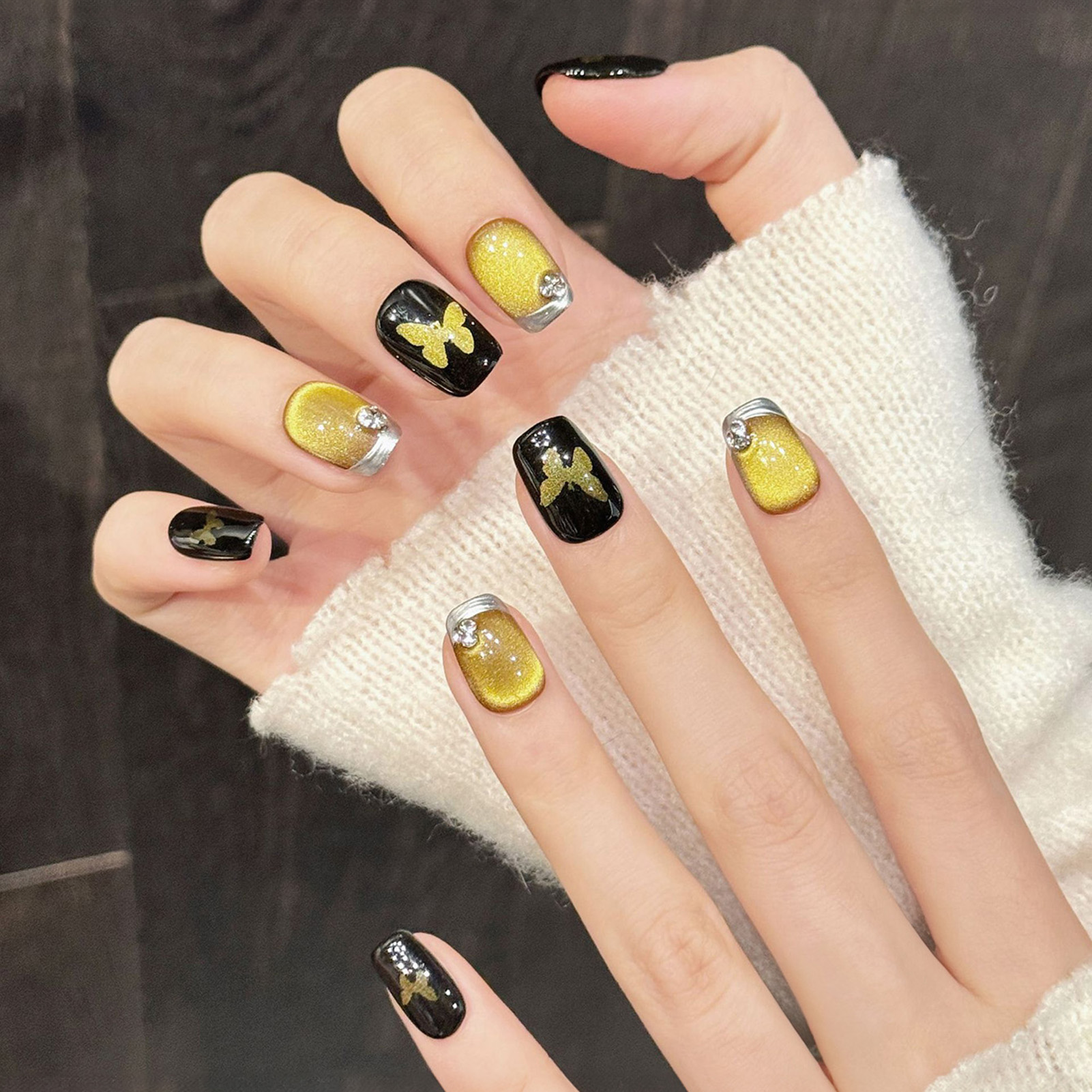 10Pcs Hand-made alse Nails wit – обзор и цена Nail Art Eye Cat