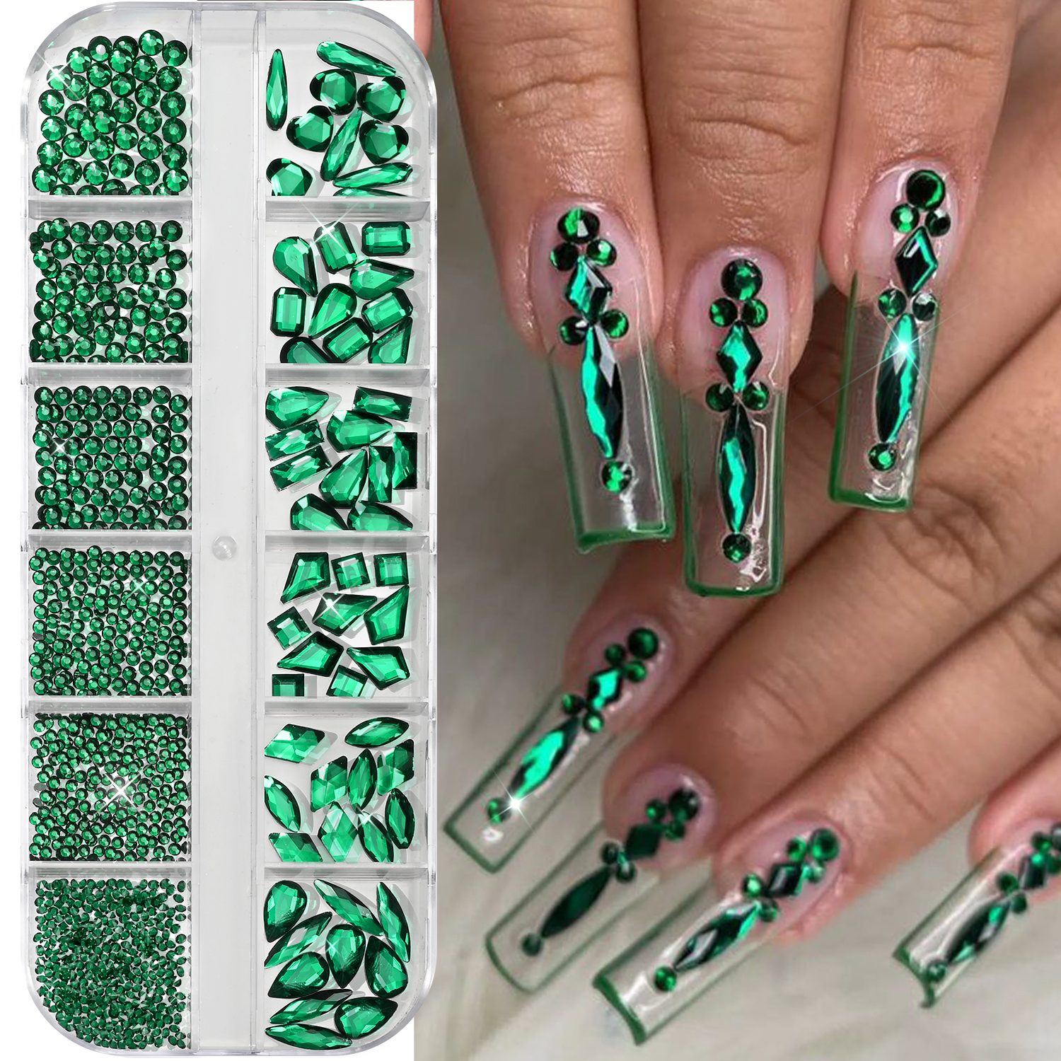 12Grids 3D Emerald Green Nail  – обзор и цена Nail Art Emerald Green