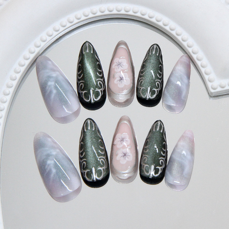 24PCS Aurora Dark Green Cat Ey – обзор и цена Nail Art Cat Eye Simple
