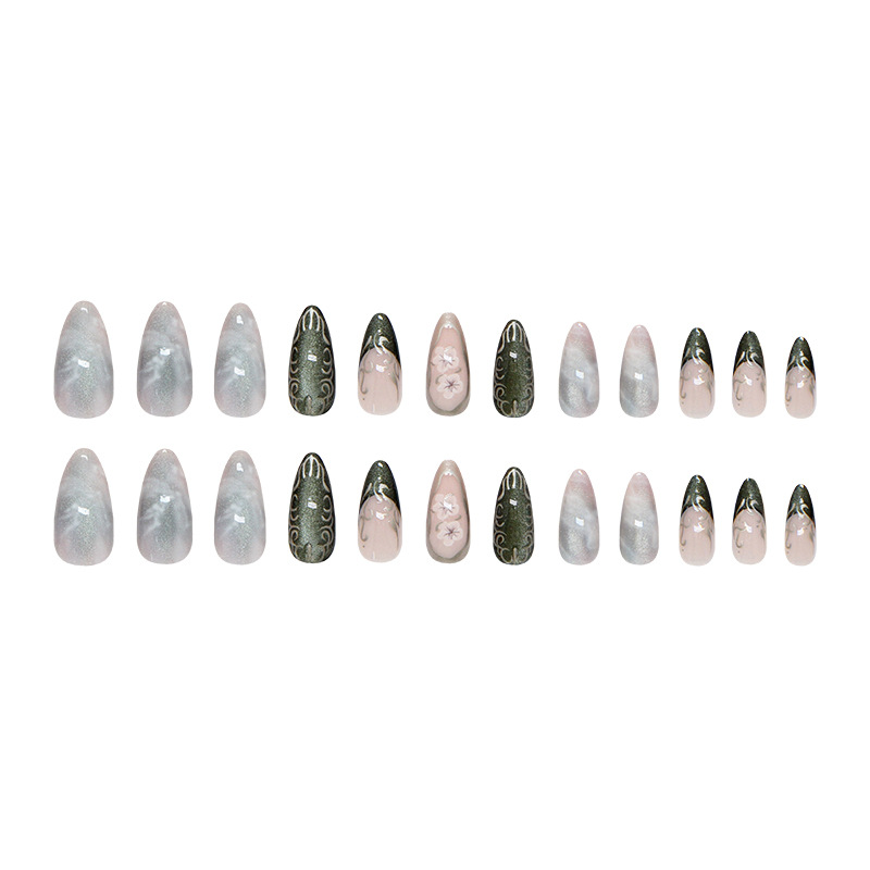 24PCS Aurora Dark Green Cat Ey – обзор и цена Nail Art Cat Eye Simple