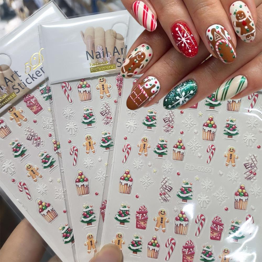 1pc Christmas 5D Gingerbread M – обзор и цена Nail Art For Men