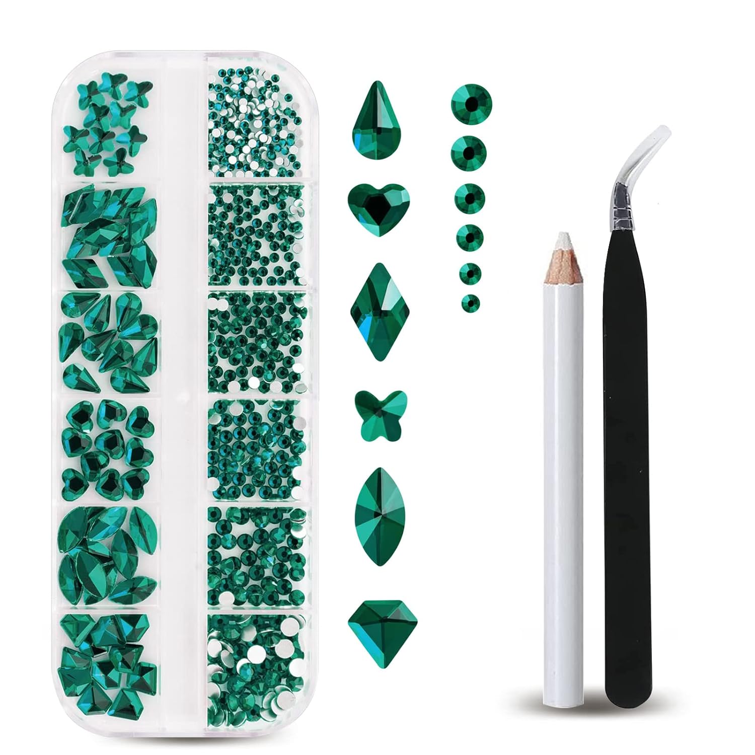12 Grids Emerald Flatback Nail – обзор и цена Nail Art Emerald Green