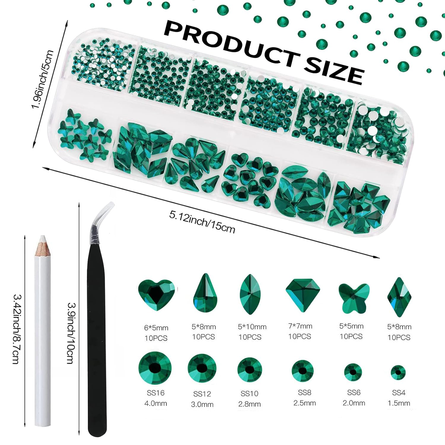 12 Grids Emerald Flatback Nail – обзор и цена Nail Art Emerald Green