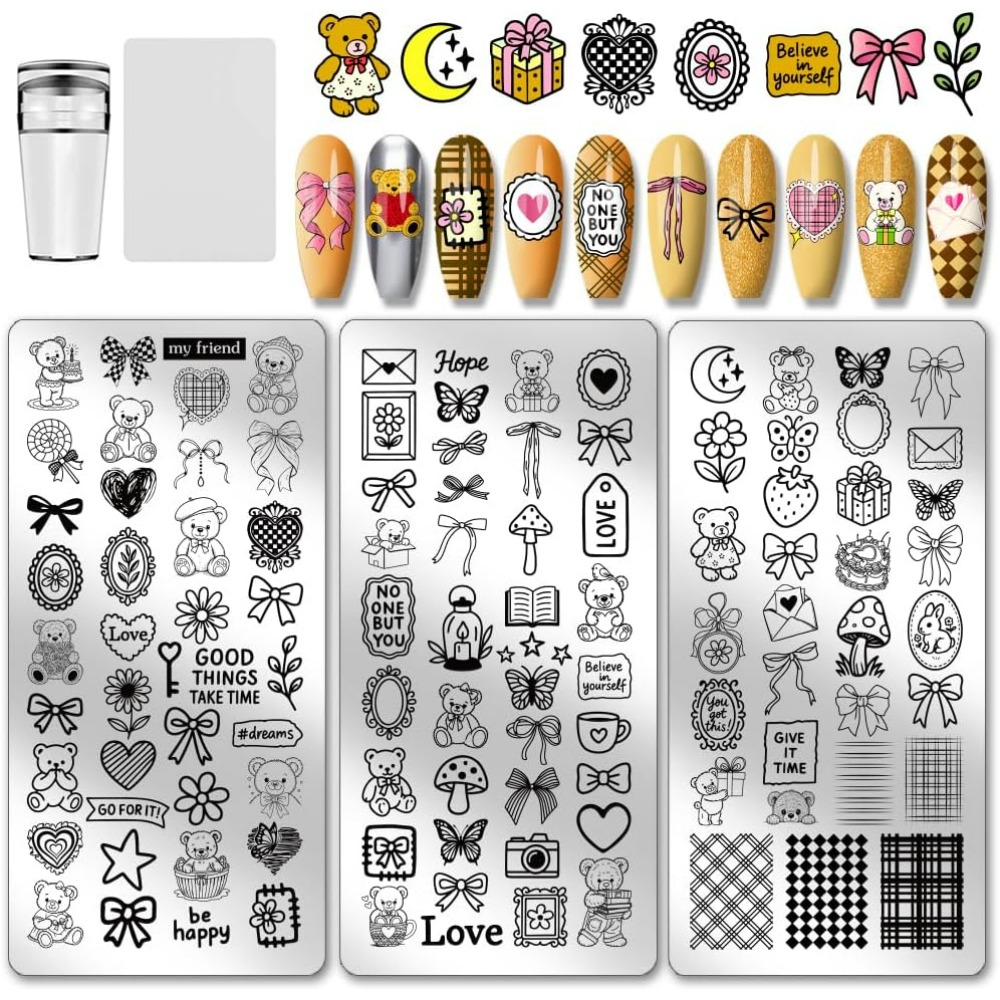 3pcs Cute Bear Nail Stamping P – обзор и цена Nail Art Love