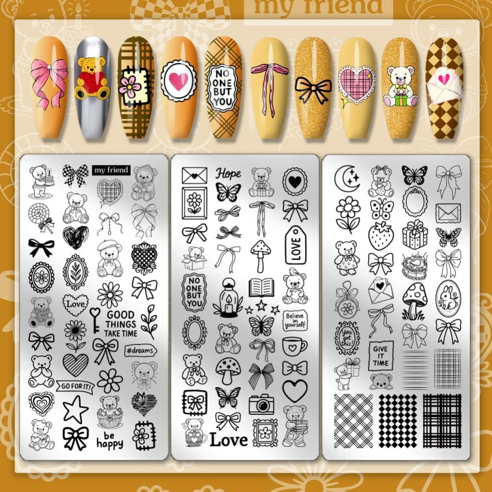 3pcs Cute Bear Nail Stamping P – обзор и цена Nail Art Love
