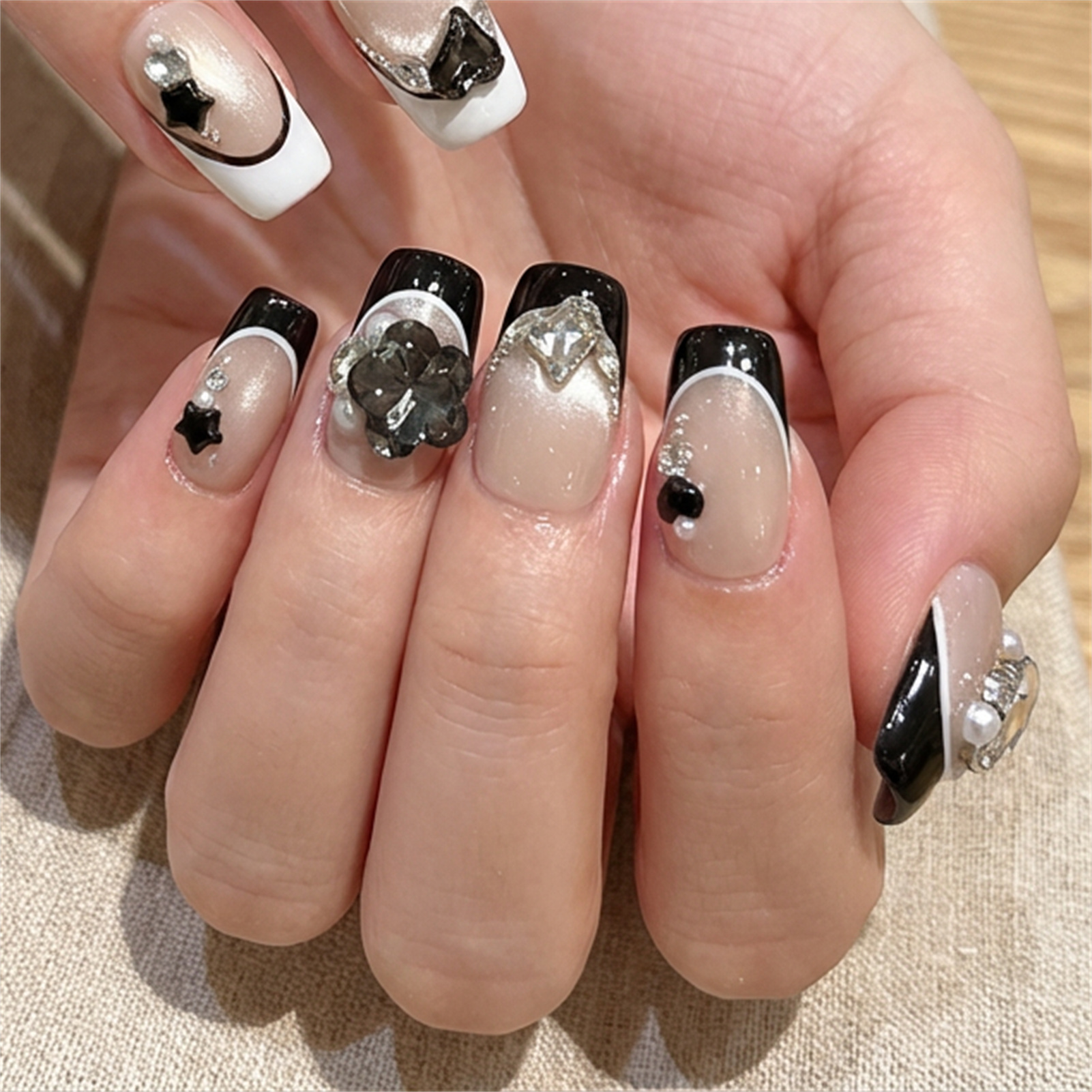 10pcs Black Cat Eyes Press on  – обзор и цена Nail Art Eye Cat