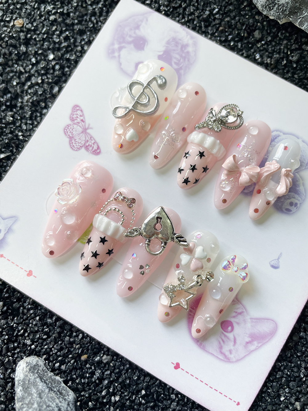 10Pcs Handmade Pink Sweet Long – обзор и цена Nail Art Love