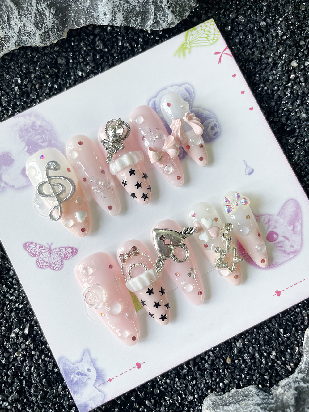 10Pcs Handmade Pink Sweet Long – обзор и цена Nail Art Love
