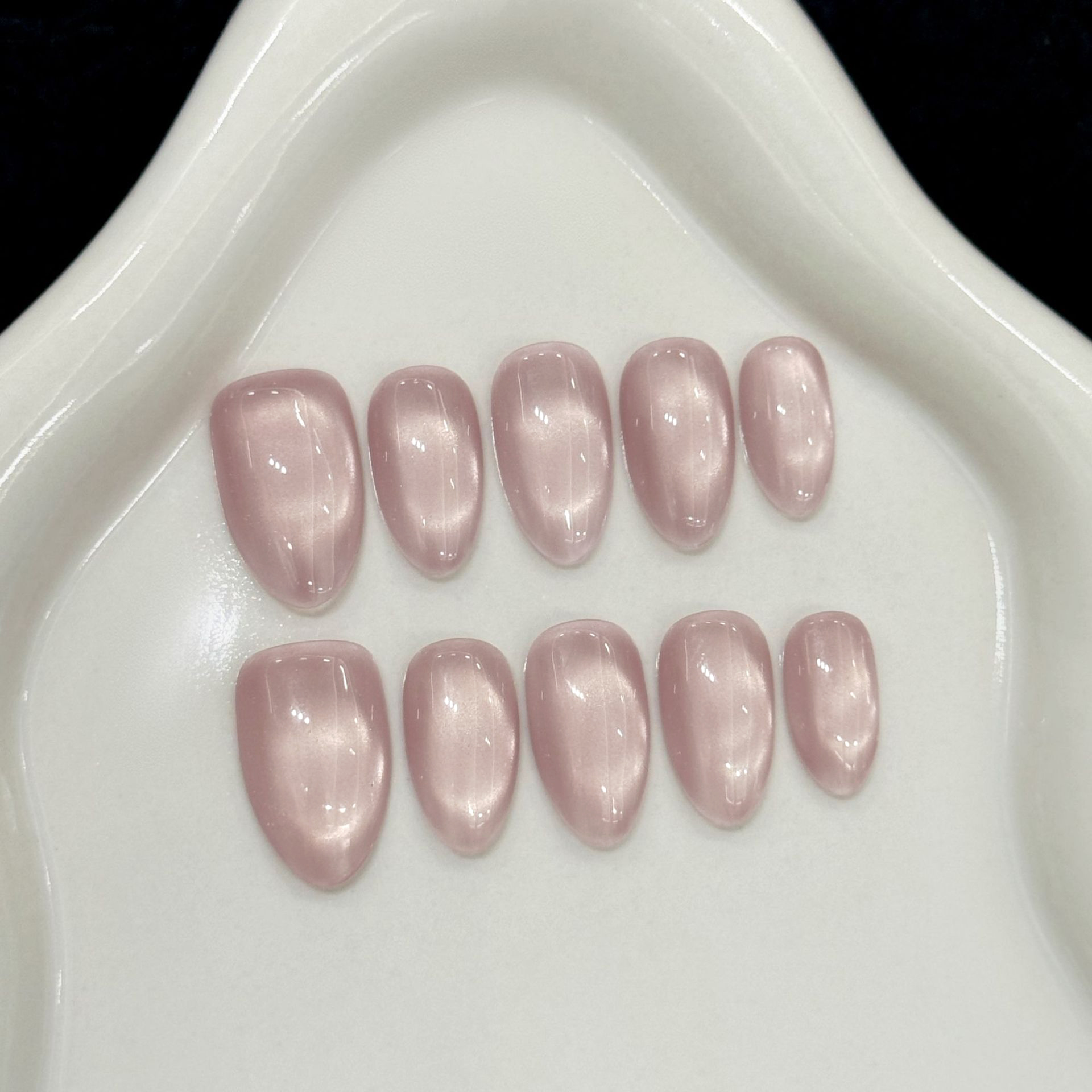 10Pcs Nude Color Almond Shiny  – обзор и цена Nail Art Cat Eye Simple