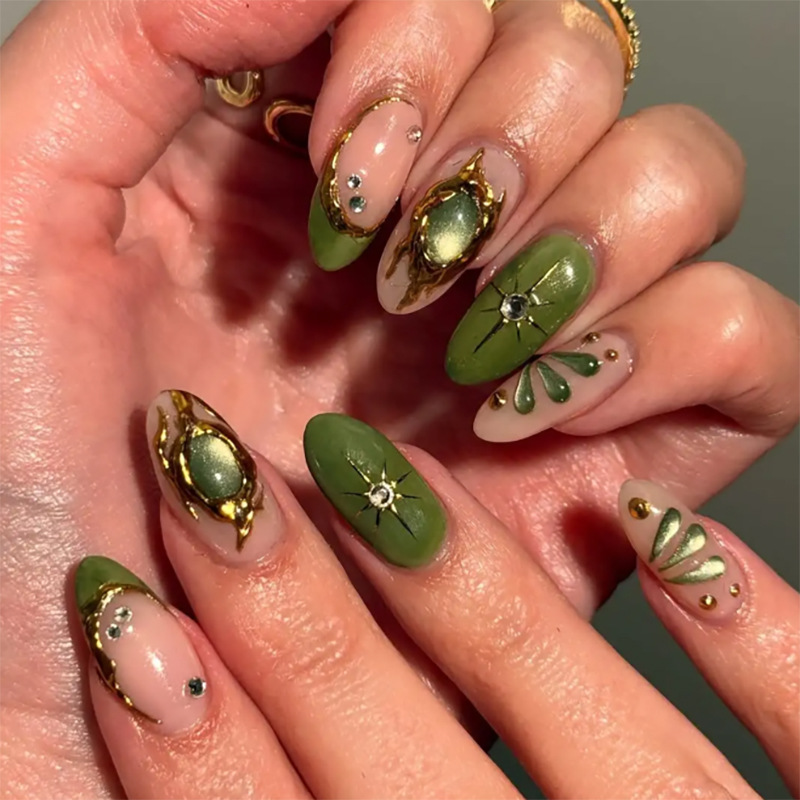24pcs Green Cat Eye Fake Nails – обзор и цена Nail Art Eye Cat