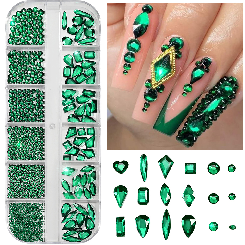 12Grids 3D Sparkle Emerald Gre – обзор и цена Nail Art Emerald Green