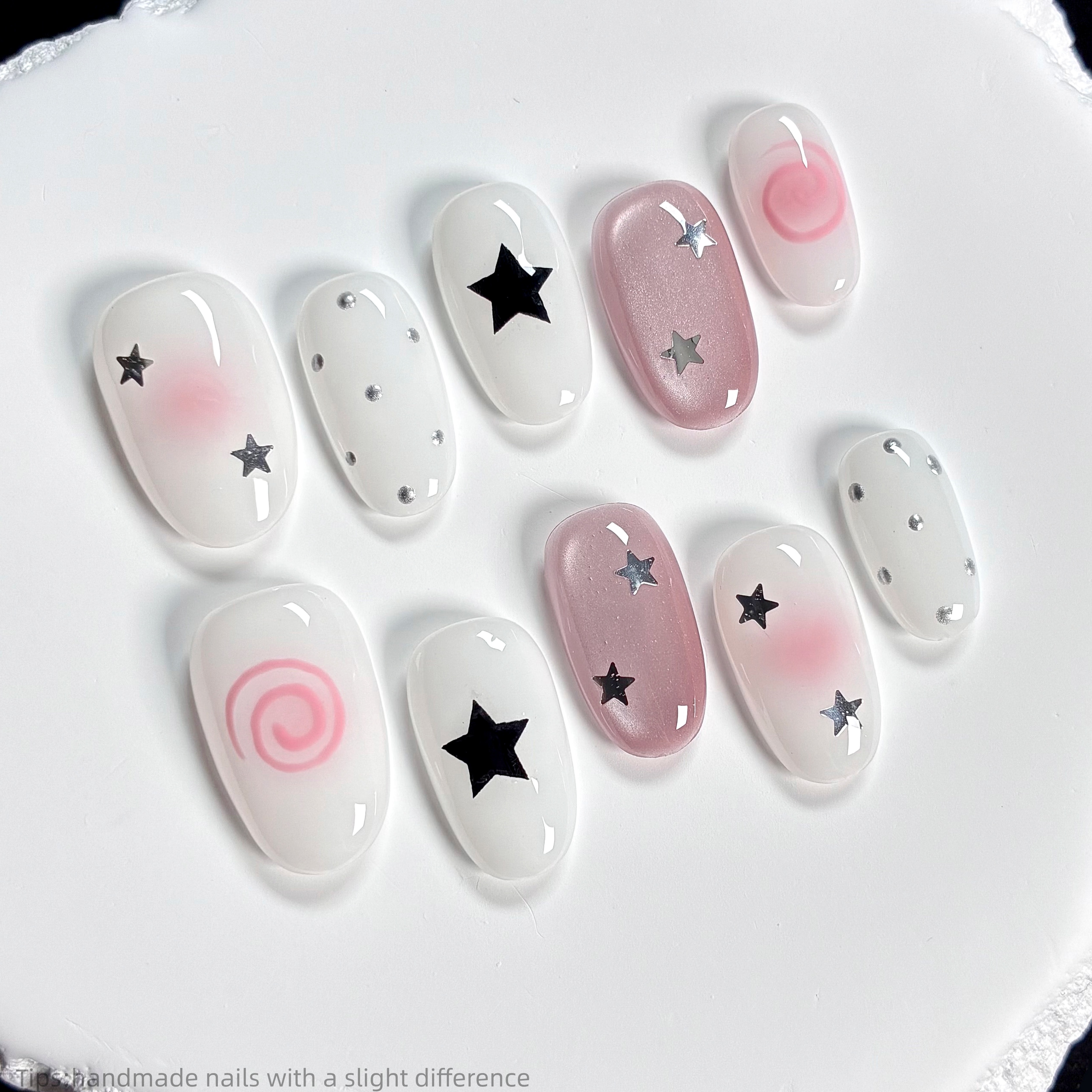 10pcs handmade pink press on n – обзор и цена Nail Art Eye Cat