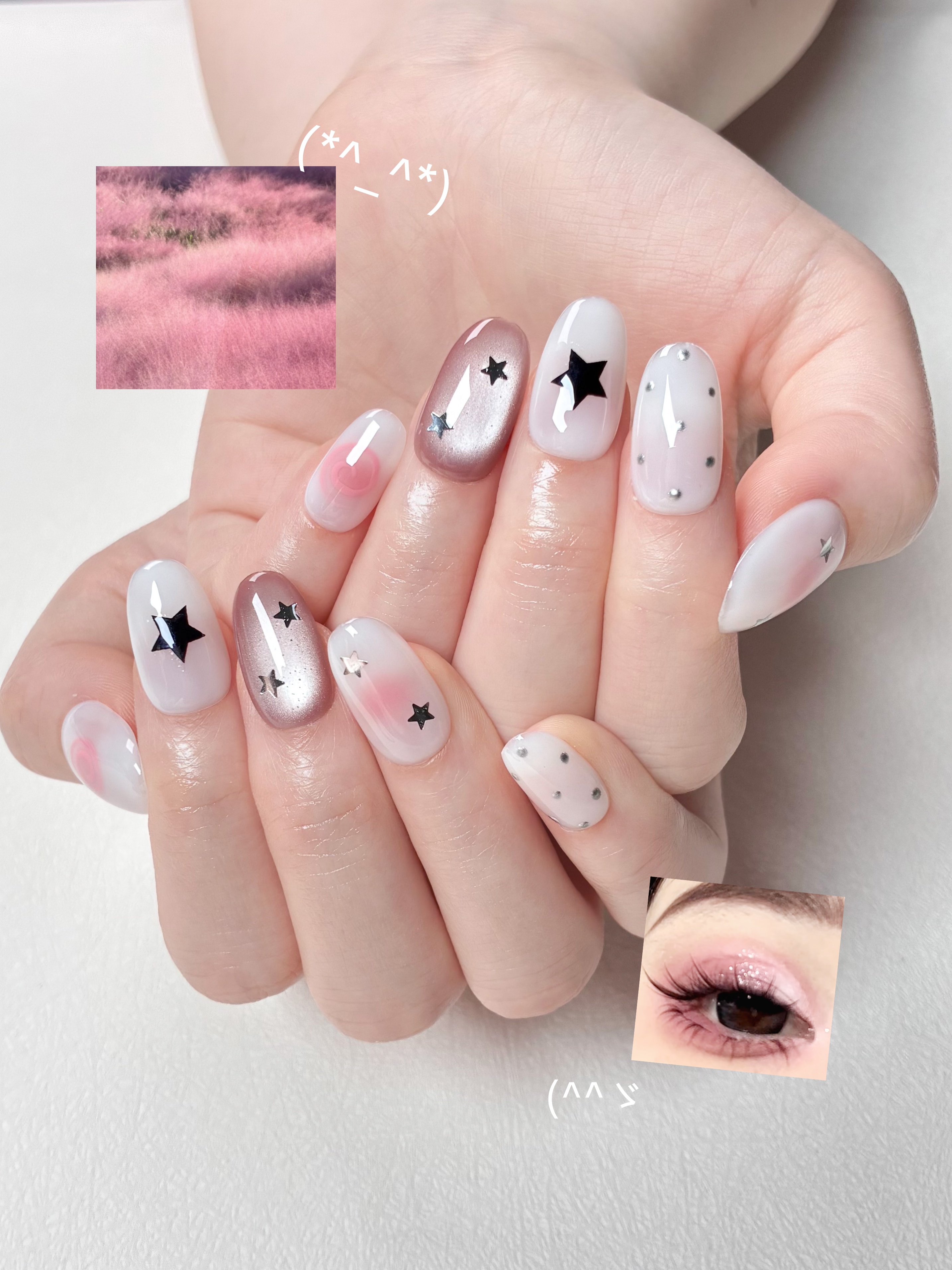 10pcs handmade pink press on n – обзор и цена Nail Art Eye Cat