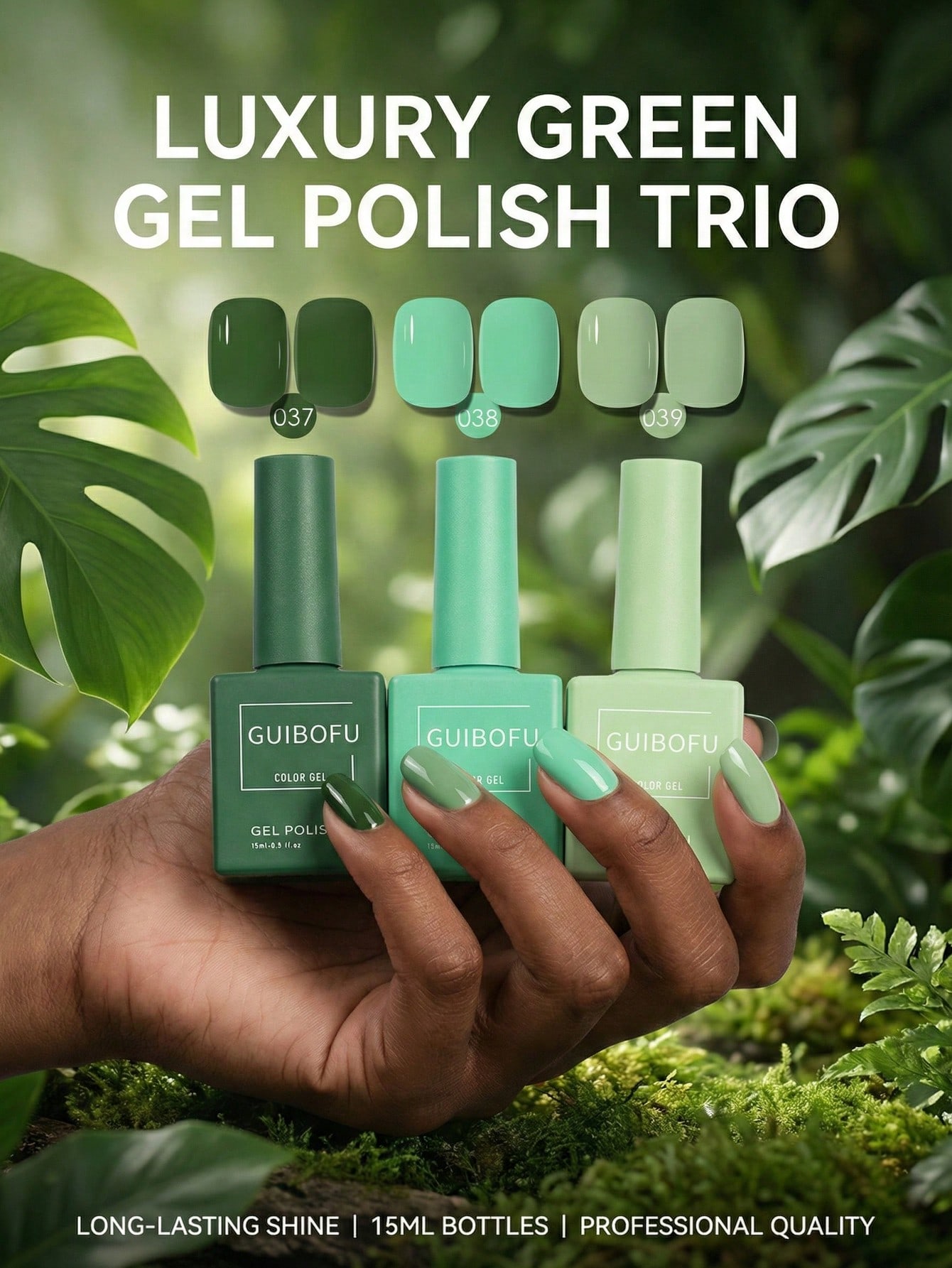 3Pcs/Set 15ml Forest Green Gel – обзор и цена Nail Art Emerald Green